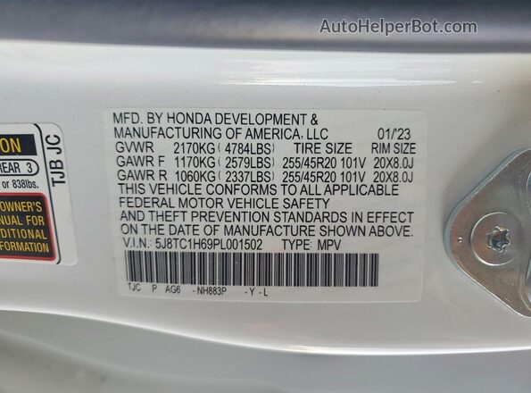 5J8TC1H69PL001502 2023 ACURA RDX Белый Вид подкапотного пространства