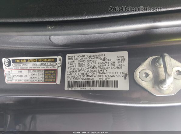 5J8TC2H50ML041928 2021 ACURA RDX Gray Widok komory silnika
