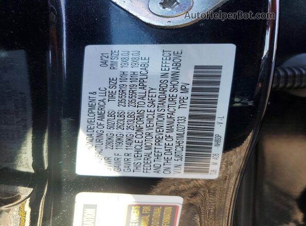 5J8TC2H51ML027133 2021 ACURA RDX Black Widok wnętrza 360 stopni
