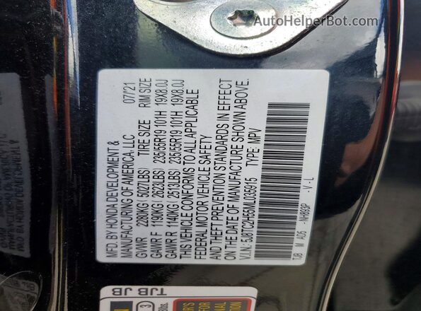 5J8TC2H55ML035915 2021 ACURA RDX Black Widok wnętrza 360 stopni