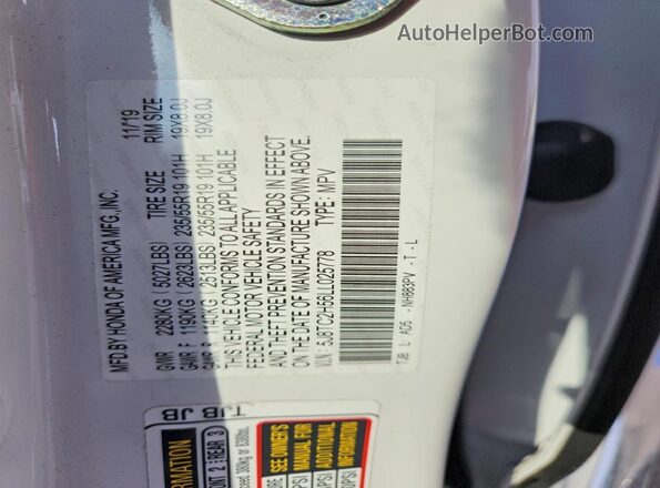 5J8TC2H56LL025778 2020 ACURA RDX White 360 interior view