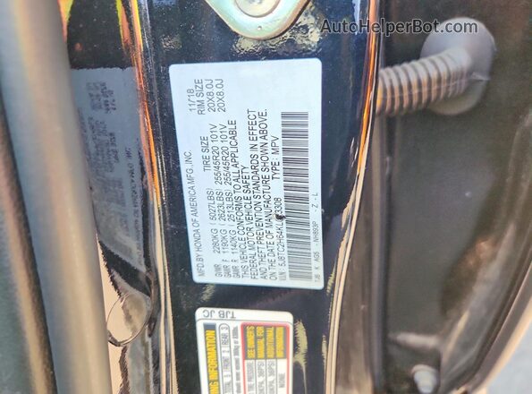 5J8TC2H64KL023308 2019 ACURA RDX Black VIN sticker view