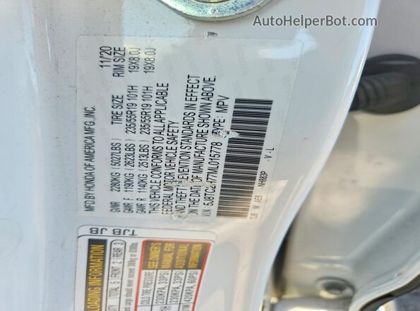 5J8TC2H77ML015778 2021 ACURA RDX White Widok naklejki z numerem VIN