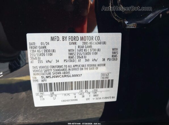5LM5J6WC6RGL00937 2024 LINCOLN AVIATOR Black Engine compartment view