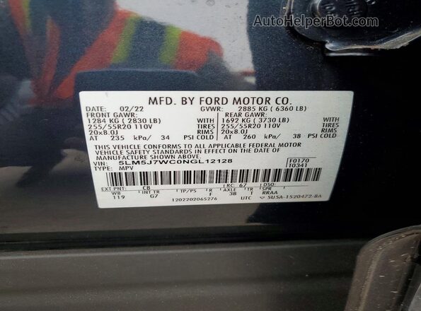 5LM5J7WC0NGL12128 2022 LINCOLN AVIATOR Charcoal Սալոնի 360 աստիճան տեսք