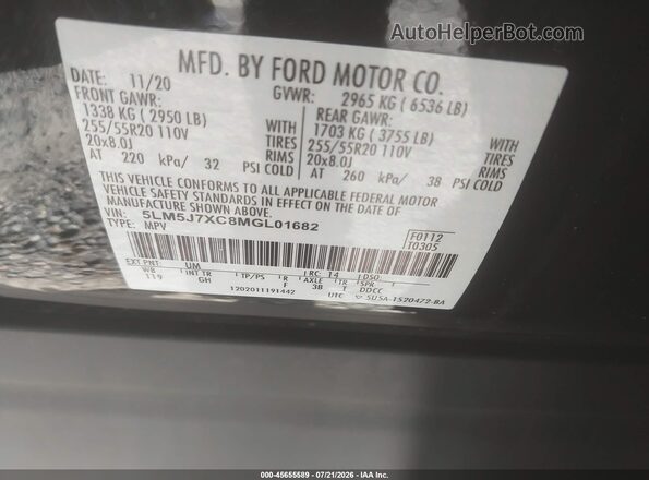 5LM5J7XC8MGL01682 2021 LINCOLN AVIATOR Black Вид підкапотного простору