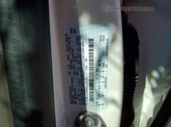 5LMCJ1C95NUL35113 2022 LINCOLN CORSAIR White Widok naklejki z numerem VIN