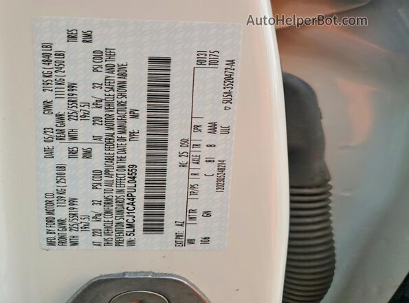 5LMCJ1CA4PUL04559 2023 LINCOLN CORSAIR White Vista de la etiqueta del VIN