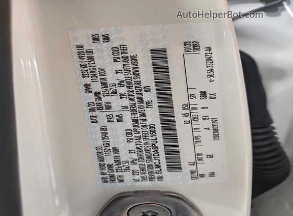 5LMCJ1DA6PUL15030 2023 LINCOLN CORSAIR White VIN sticker view