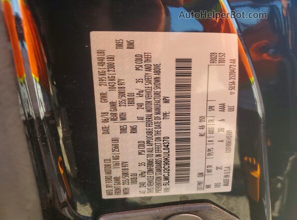 5LMCJ2C90KUL04370 2019 LINCOLN MKC Black Շարժիչի բաժամունքի տեսք