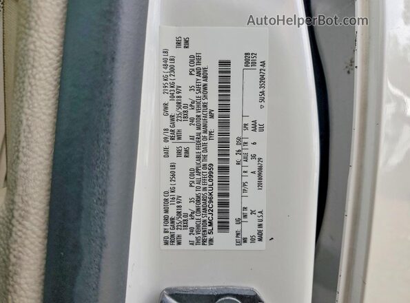 5LMCJ2C96KUL09959 2019 LINCOLN MKC White Vista de la etiqueta del VIN