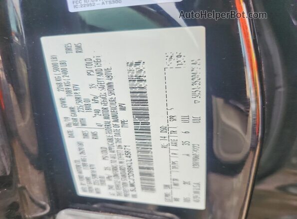 5LMCJ2D99KUL45871 2019 LINCOLN MKC Black Вид наклейки з VIN-кодом