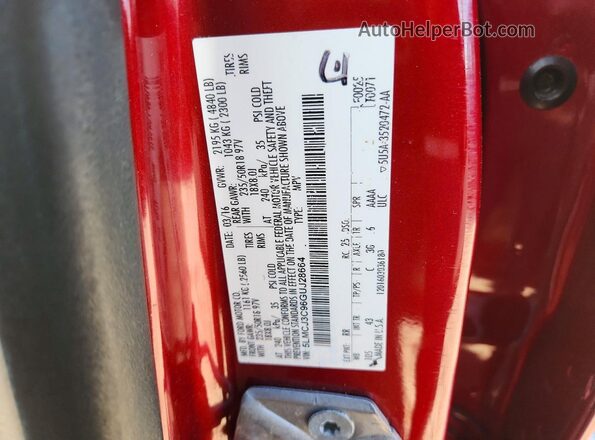 5LMCJ3C96GUJ28664 2016 LINCOLN MKC Red VIN կոդի պիտակի տեսք