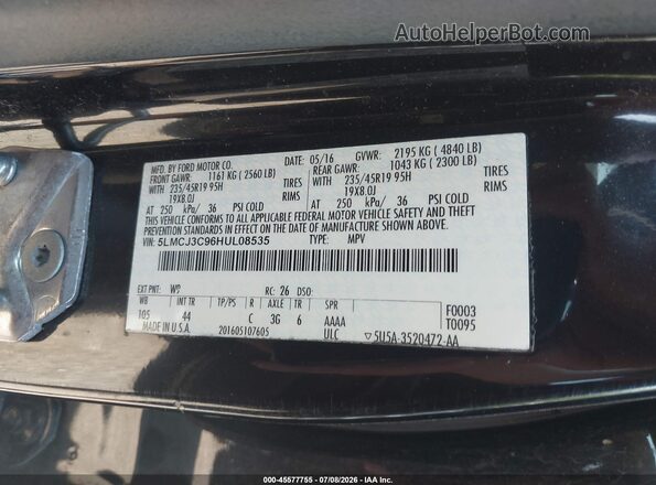 5LMCJ3C96HUL08535 2017 LINCOLN MKC Black Vista del compartimento del motor