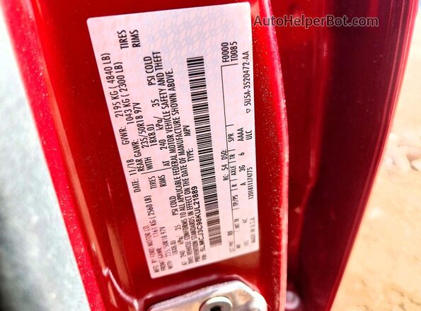 5LMCJ3C98KUL21889 2019 LINCOLN MKC Красный Вид подкапотного пространства