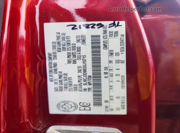 5LMCJ3D98GUJ10715 2016 LINCOLN MKC Red Շարժիչի բաժամունքի տեսք