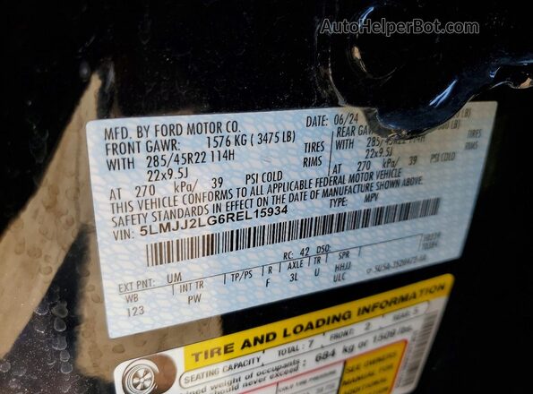 5LMJJ2LG6REL15934 2024 LINCOLN NAVIGATOR Black VIN sticker view