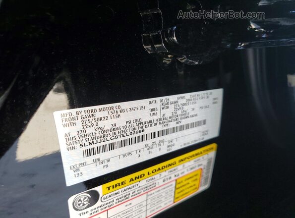 5LMJJ2LG8TEL02996 2026 LINCOLN NAVIGATOR Black Widok naklejki z numerem VIN
