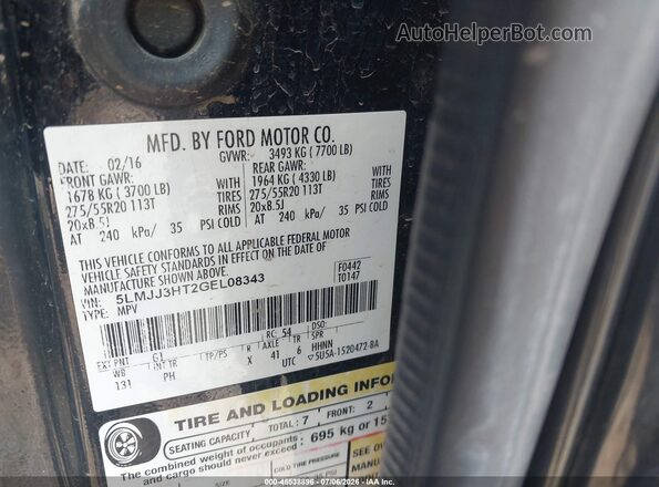 5LMJJ3HT2GEL08343 2016 LINCOLN NAVIGATOR L Black Engine compartment view