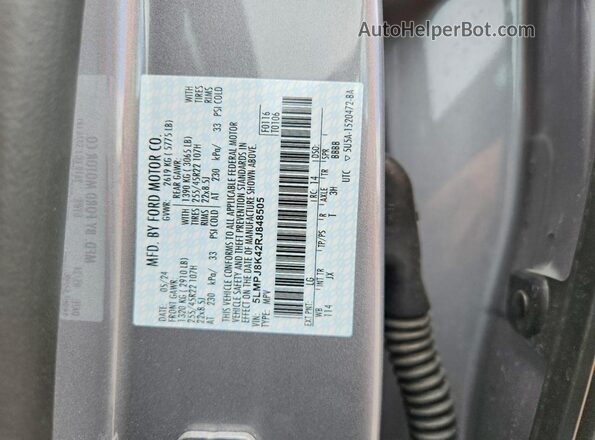 5LMPJ8K42RJ848505 2024 LINCOLN NAUTILUS Silver VIN sticker view