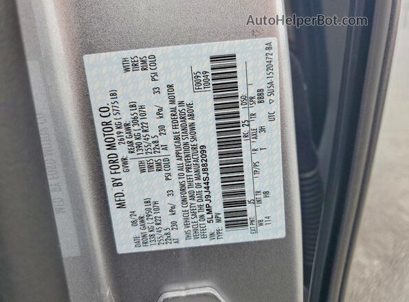 5LMPJ9J44SJ882099 2025 LINCOLN NAUTILUS Silver VIN sticker view