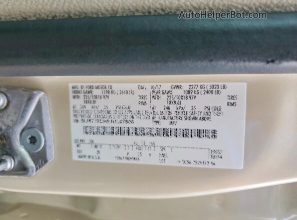 5LMTJ2DH9JUL07806 2018 LINCOLN MKC Beige Շարժիչի բաժամունքի տեսք