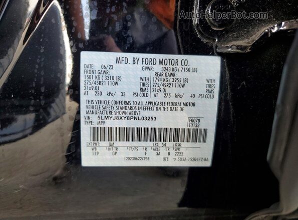 5LMYJ8XY8PNL03253 2023 LINCOLN AVIATOR Black Панорамний вид салону 360°