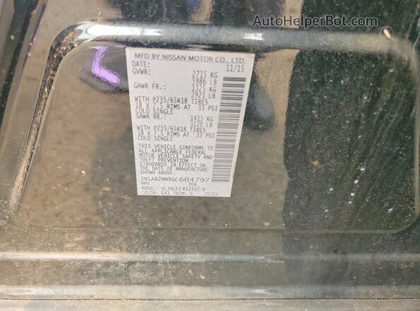 5N1AR2MM9GC604797 2016 NISSAN PATHFINDER Gray Widok naklejki z numerem VIN