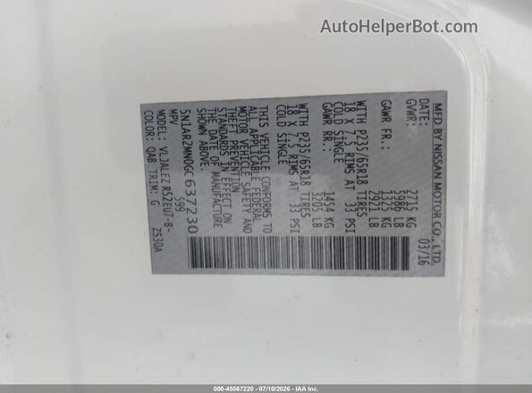 5N1AR2MN0GC637230 2016 NISSAN PATHFINDER White Вид підкапотного простору