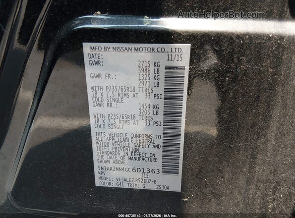 5N1AR2MN4GC601363 2016 NISSAN PATHFINDER Черный Вид подкапотного пространства