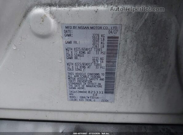5N1AT2MN0HC825331 2017 NISSAN ROGUE Silver Engine compartment view
