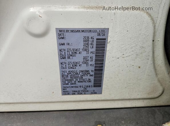 5N1AT2MT0GC912885 2016 NISSAN ROGUE White Engine compartment view