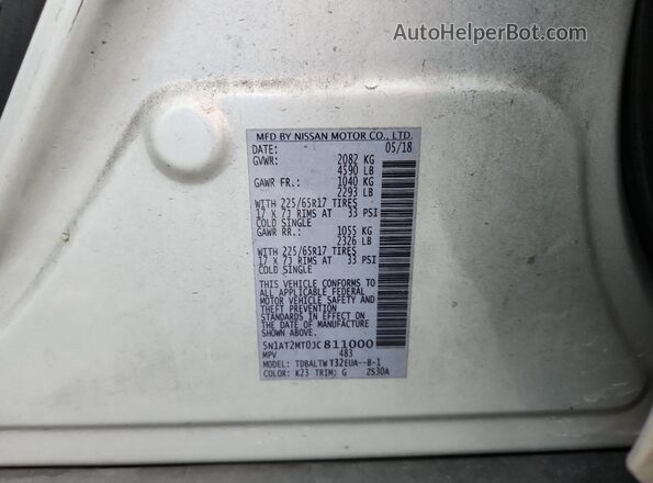 5N1AT2MT0JC811000 2018 NISSAN ROGUE Silver Widok wnętrza 360 stopni