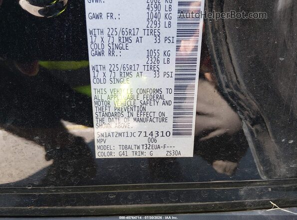 5N1AT2MT1JC714310 2018 NISSAN ROGUE Black Widok komory silnika
