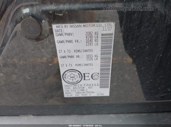 5N1AT2MT1JC720351 2018 NISSAN ROGUE Black Widok komory silnika