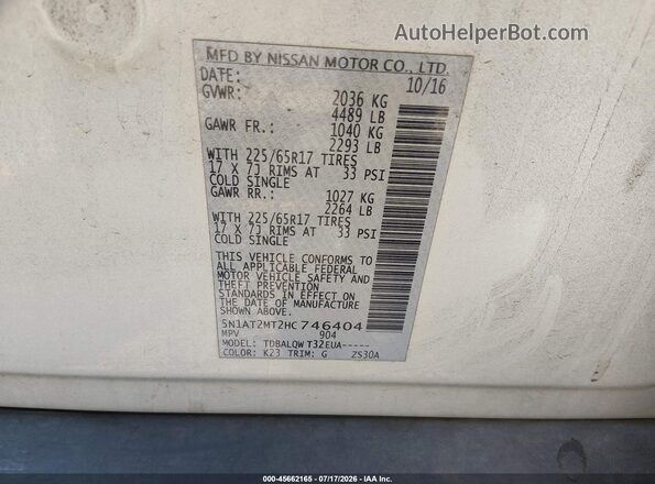 5N1AT2MT2HC746404 2017 NISSAN ROGUE Silver Engine compartment view