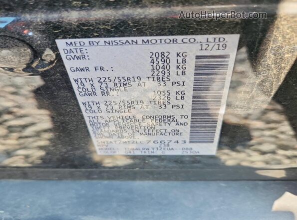 5N1AT2MT2LC766743 2020 NISSAN ROGUE Black VIN sticker view