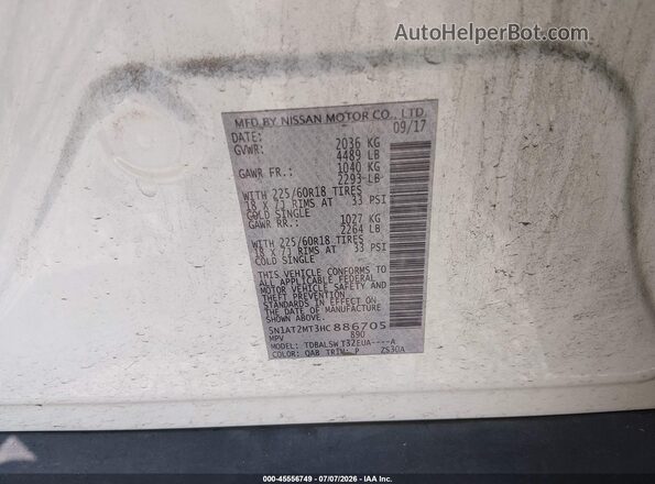 5N1AT2MT3HC886705 2017 NISSAN ROGUE White Engine compartment view