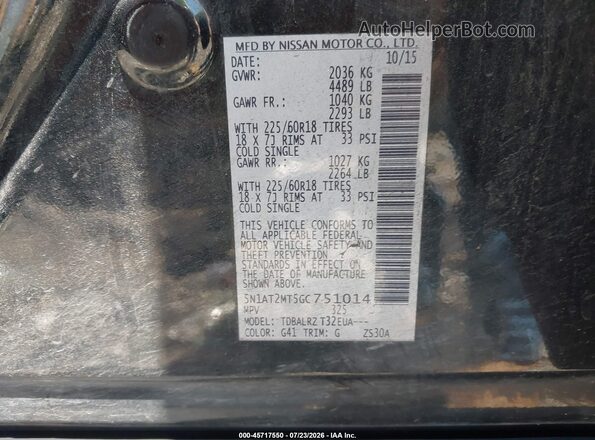 5N1AT2MT5GC751014 2016 NISSAN ROGUE Black Engine compartment view