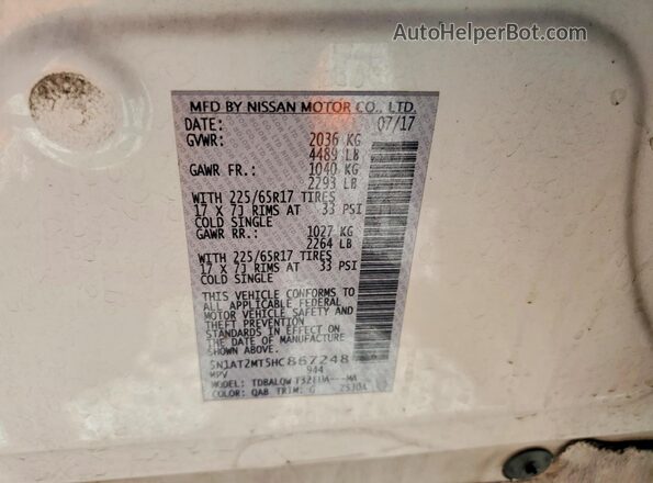 5N1AT2MT5HC867248 2017 NISSAN ROGUE White Vista del compartimento del motor