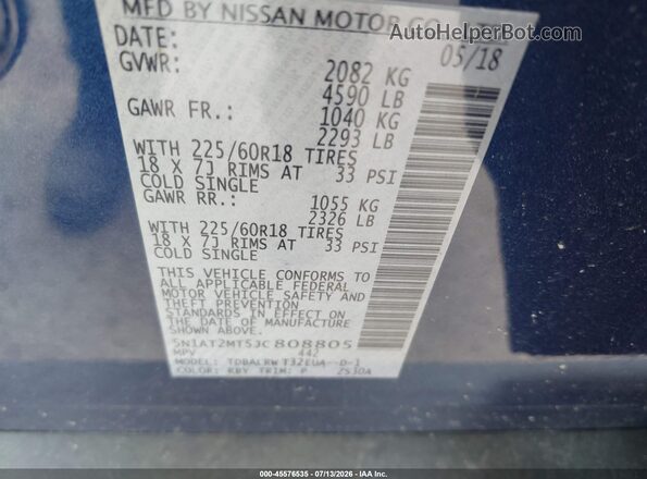 5N1AT2MT5JC808805 2018 NISSAN ROGUE Blue Widok komory silnika
