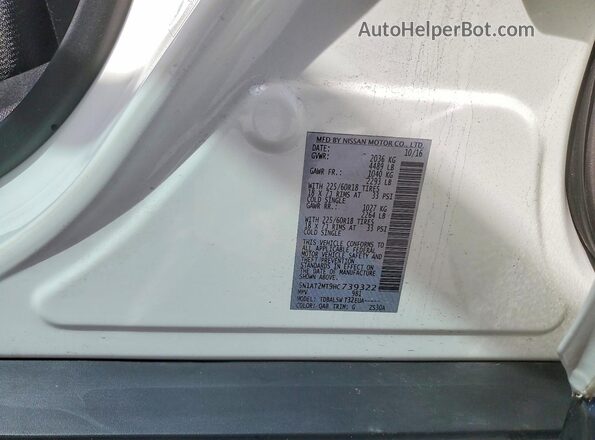 5N1AT2MT9HC739322 2017 NISSAN ROGUE White VIN կոդի պիտակի տեսք