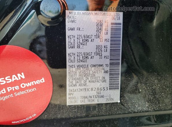 5N1AT2MT9JC828653 2018 NISSAN DATSON Black VIN sticker view
