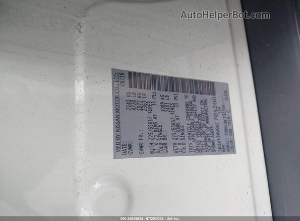 5N1AT2MV0KC705200 2019 NISSAN ROGUE White Widok komory silnika