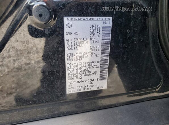 5N1AT2MV0KC820458 2019 NISSAN ROGUE Black Շարժիչի բաժամունքի տեսք