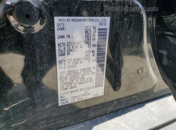 5N1AT2MV1GC845618 2016 NISSAN ROGUE Black VIN կոդի պիտակի տեսք