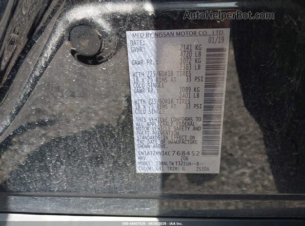 5N1AT2MV1KC768452 2019 NISSAN ROGUE Black Շարժիչի բաժամունքի տեսք