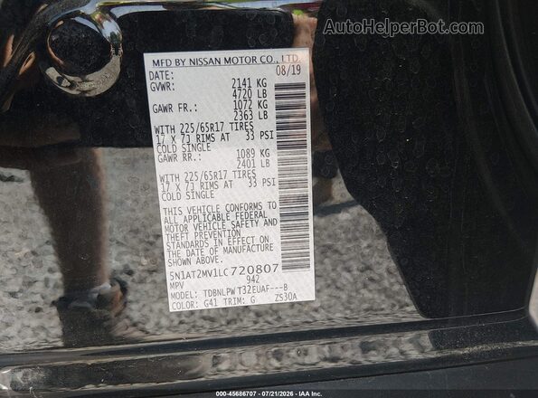 5N1AT2MV1LC720807 2020 NISSAN ROGUE Black Vista del compartimento del motor