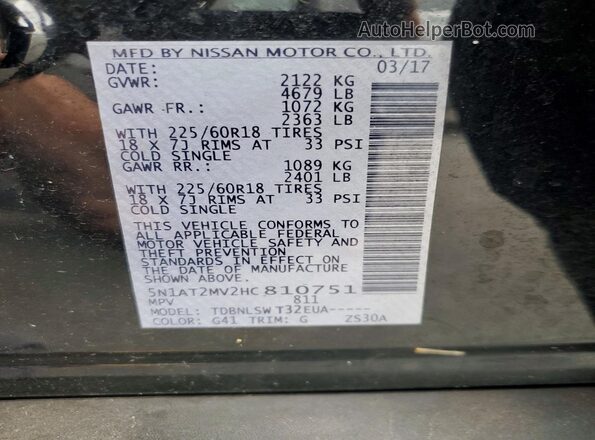 5N1AT2MV2HC810751 2017 NISSAN ROGUE Black Սալոնի 360 աստիճան տեսք