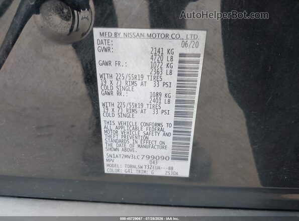 5N1AT2MV3LC799090 2020 NISSAN ROGUE Black Widok komory silnika